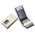 White/Black Leatherette Credit Card Holder w/ Money Clip